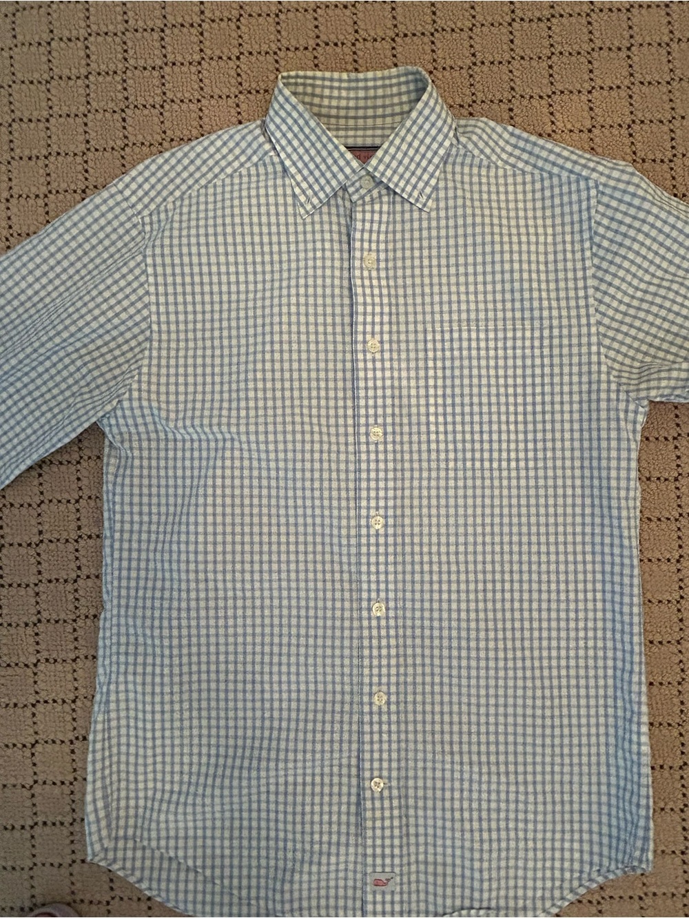 Men's Light Blue Check Button-Down Shirt- vineyard vines Murray shirt small